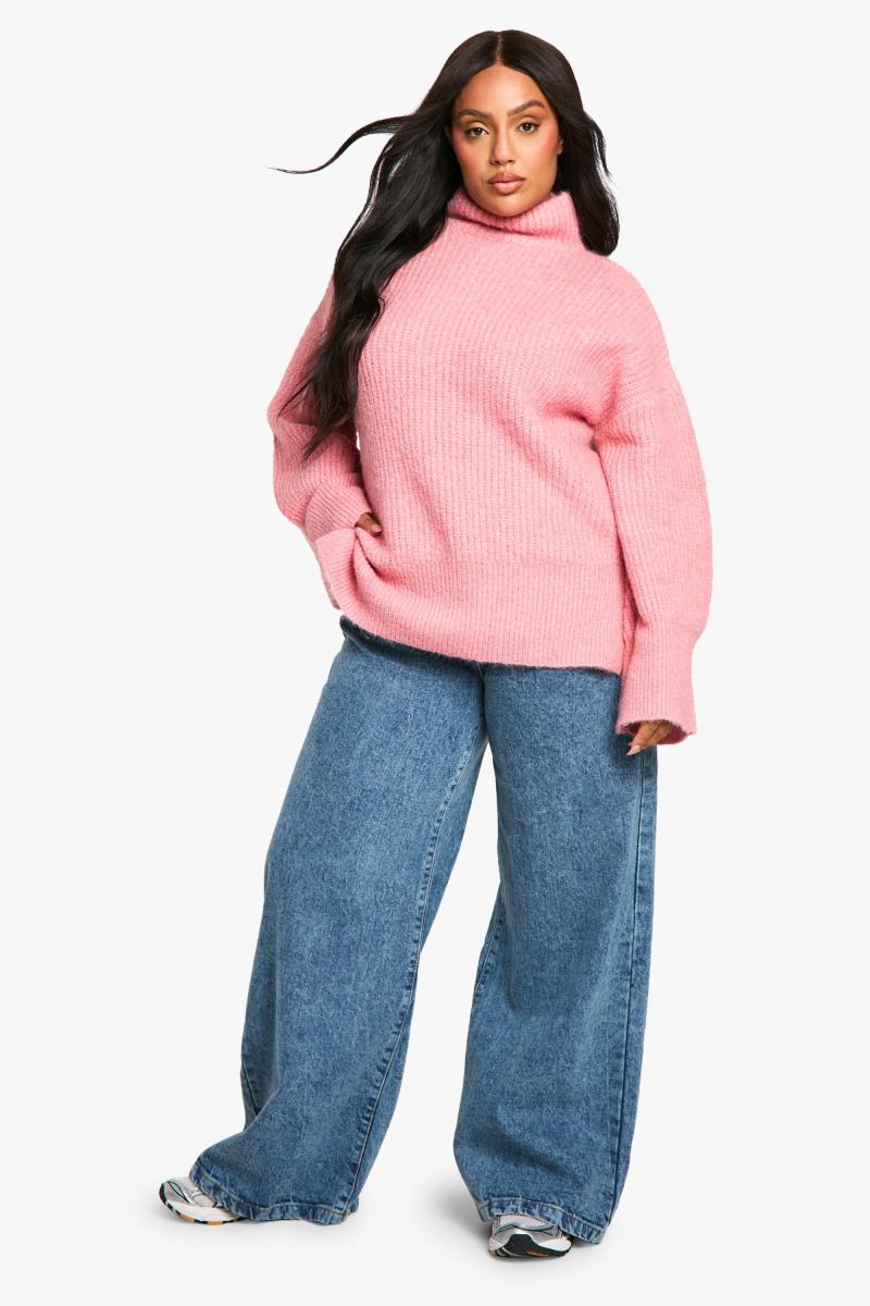 Плюс негабаритний трикотажний джемпер високої шиї