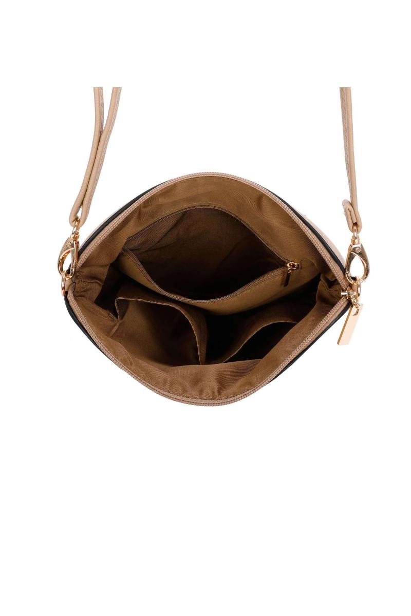 Маленька плоска сумочка через плече з китицями і передньою кишенею