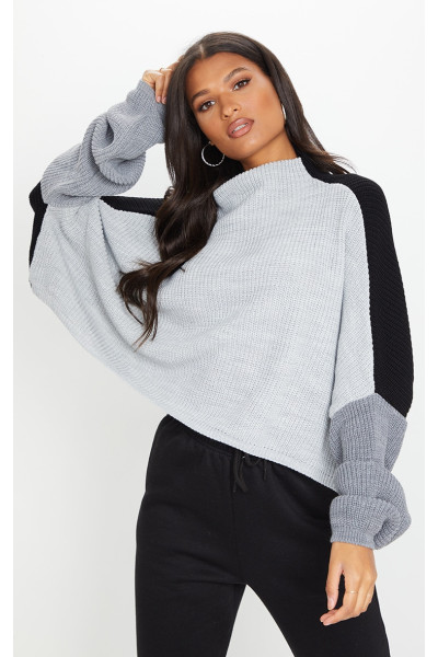 Чорний оверсайз-джемпер Color Block Чорний оверсайз-джемпер Color Block