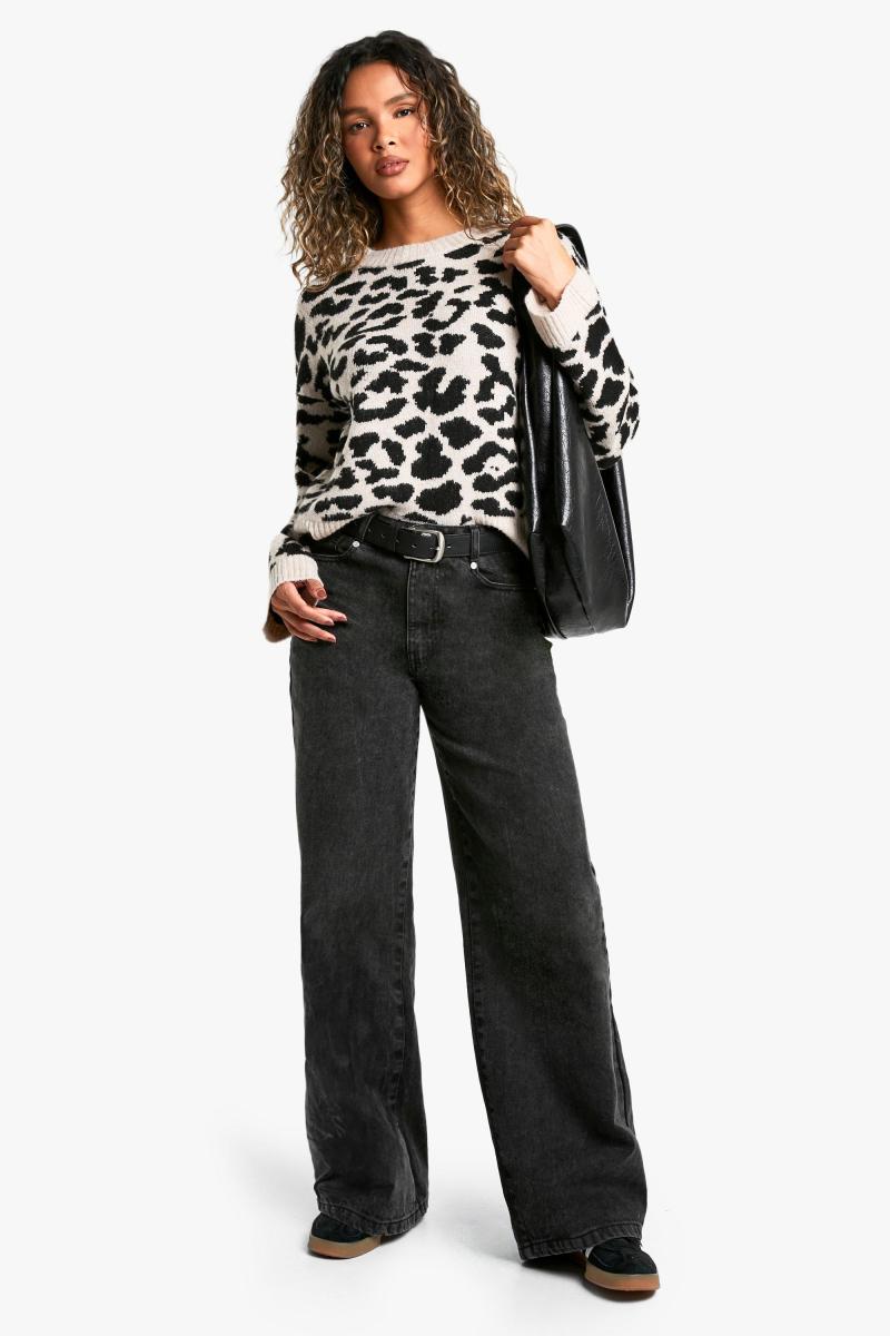 Трикотажний джемпер з леопардовим принтом