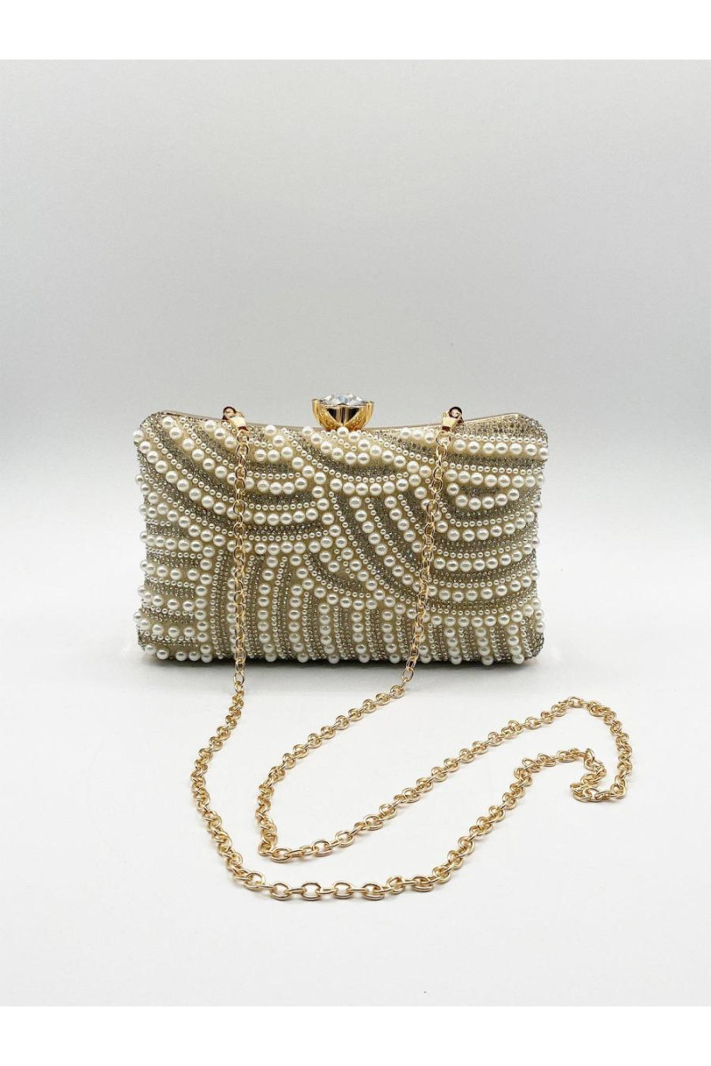 Розкішний клатч із золотистим перламутром