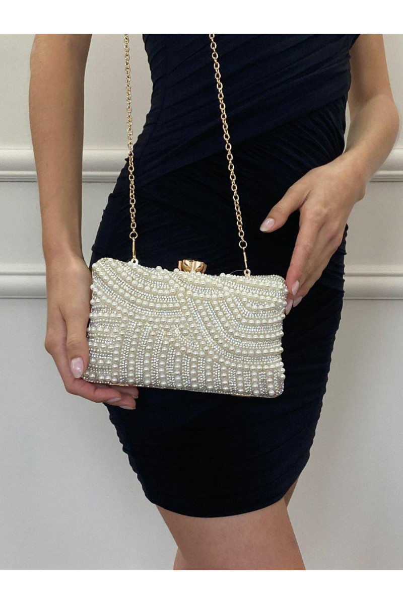 Розкішний клатч із золотистим перламутром