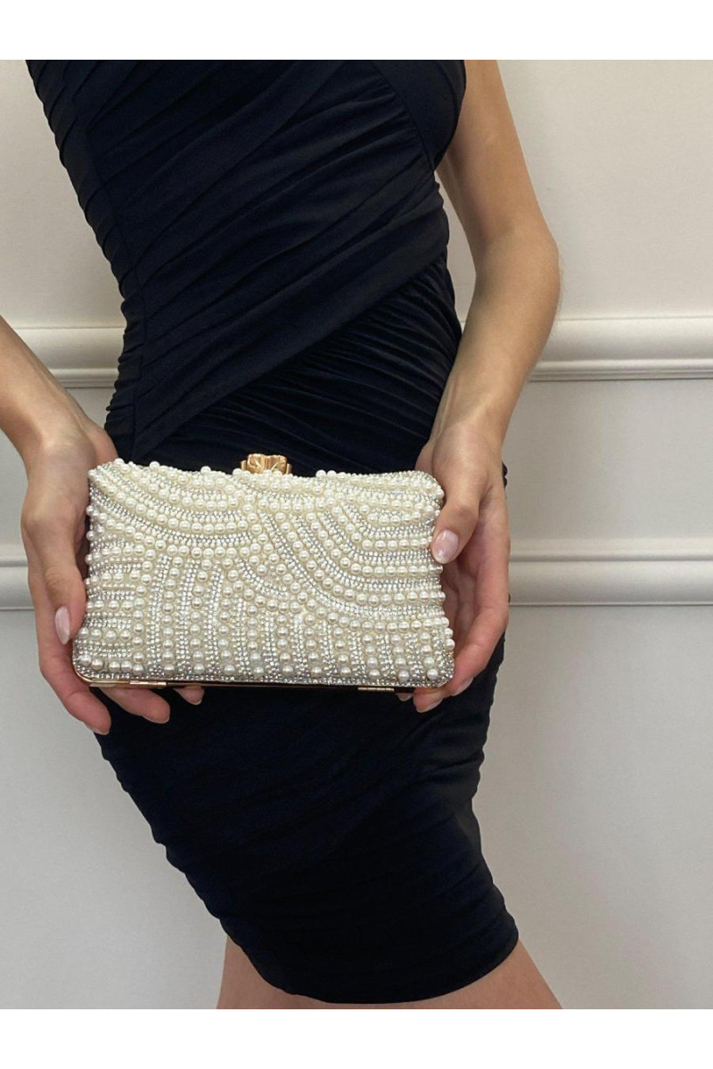Розкішний клатч із золотистим перламутром