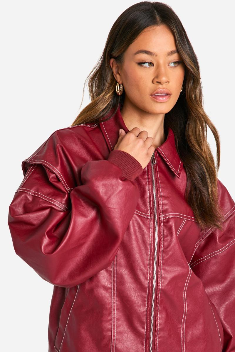 Високий бомбер з контрастним стібком Pu