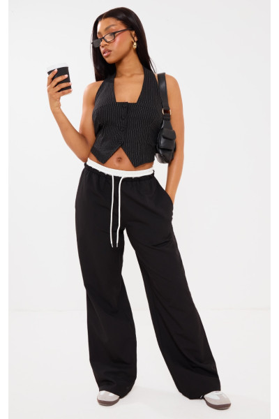 Чорні штани-боксери зі шнурками на талії