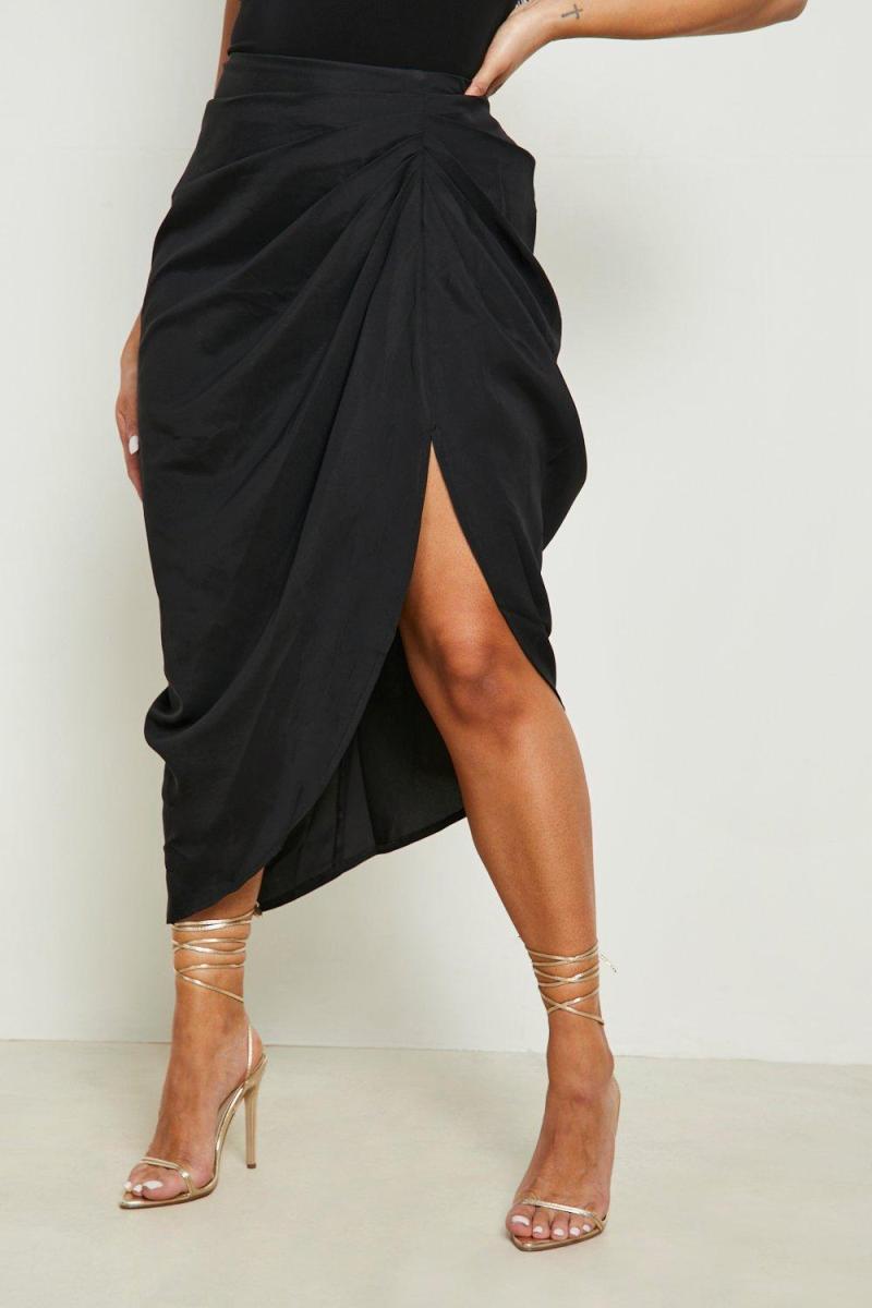 Плюс ткана спідниця міді з рюшами спереду та ззаду