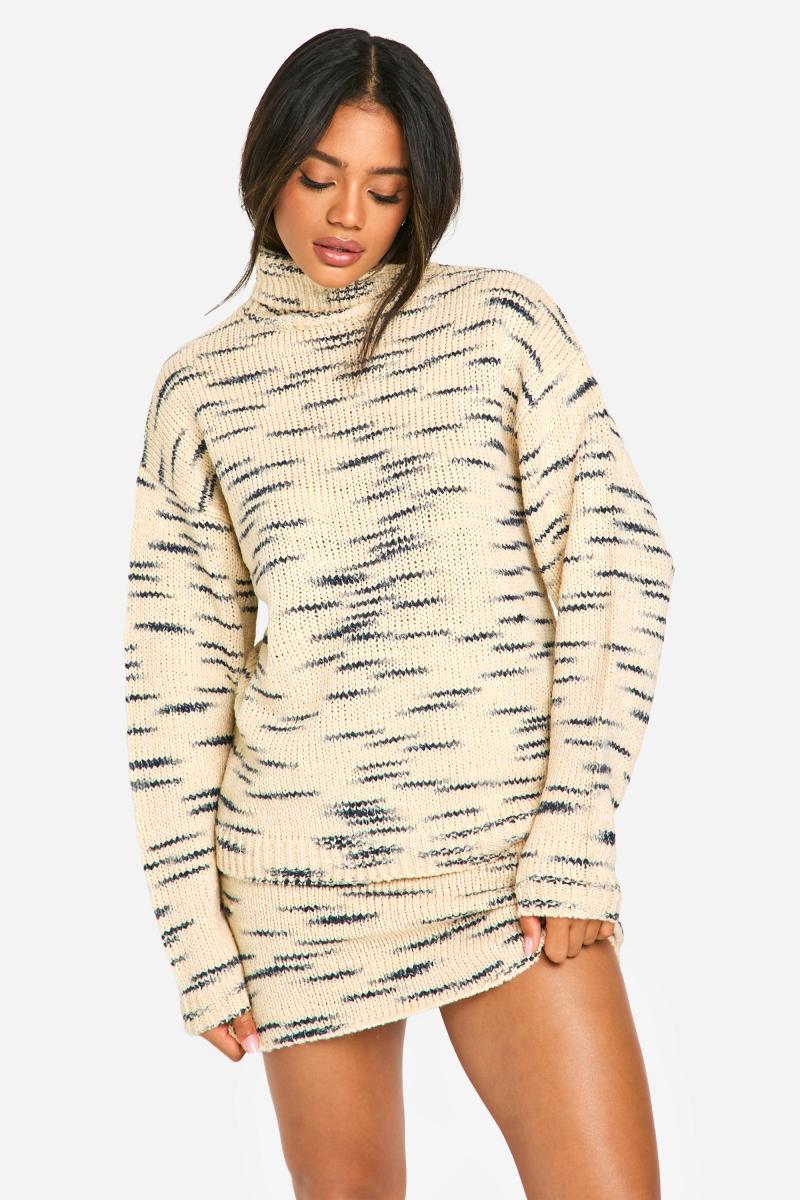 Преміальний трикотажний джемпер з горловиною та міні-спідниця