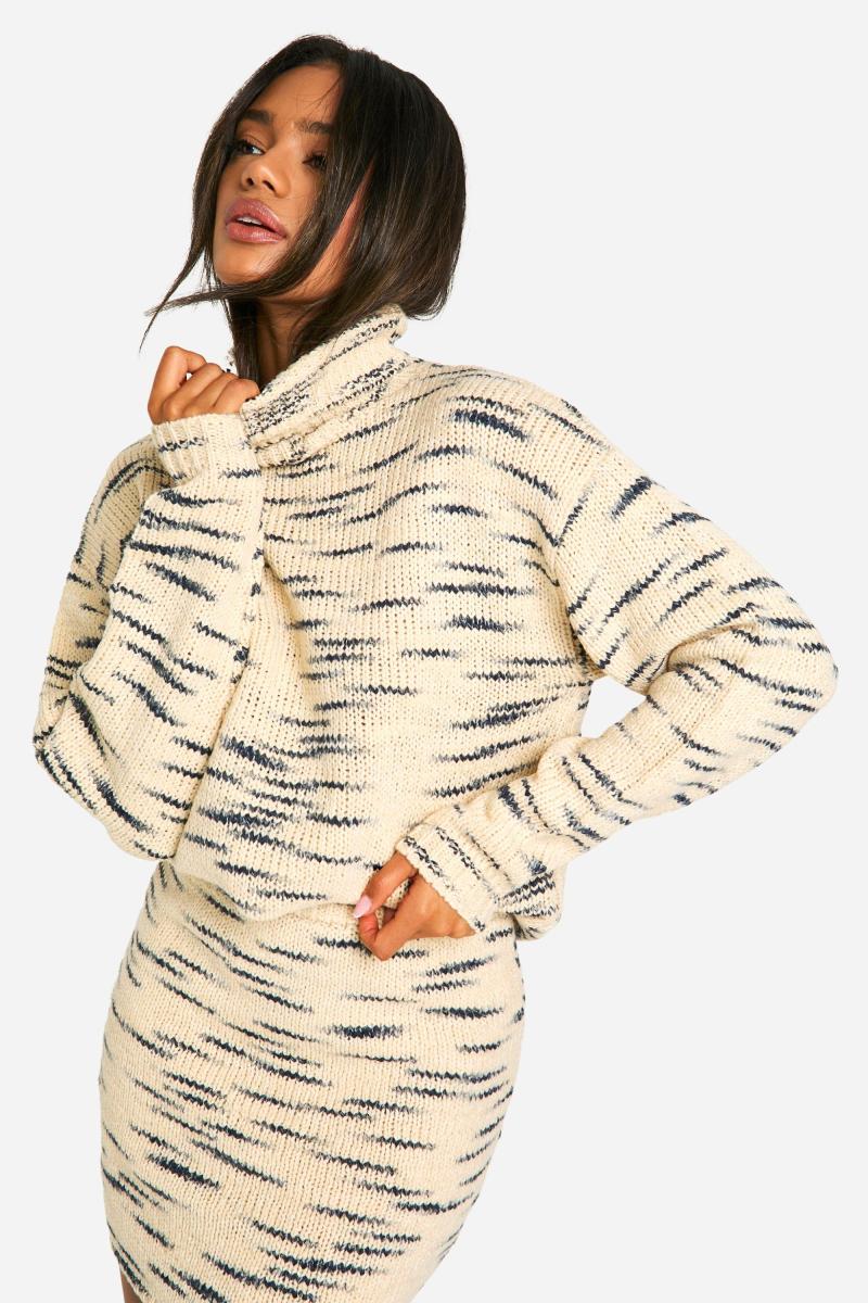 Преміальний трикотажний джемпер з горловиною та міні-спідниця