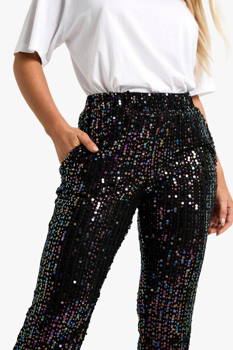 Веселкові брюки-кльош із блискітками