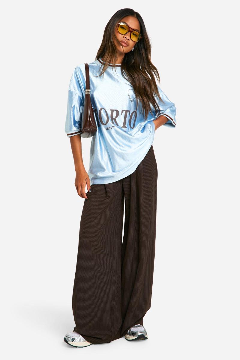 Широкі брюки зі шнурками в тонку смужку