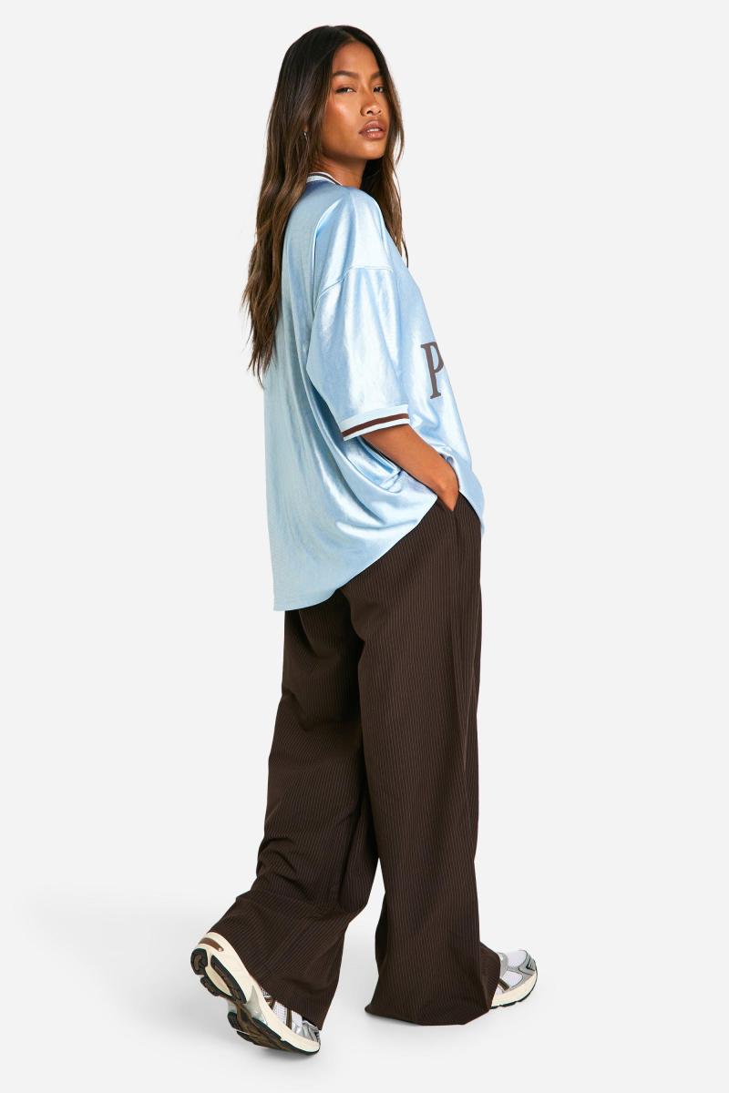 Широкі брюки зі шнурками в тонку смужку