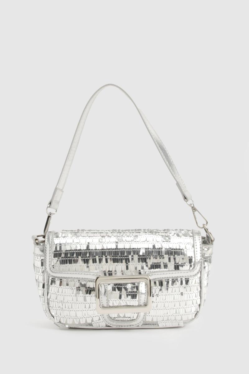 Блискуча сумка через плече з блискітками та пряжкою