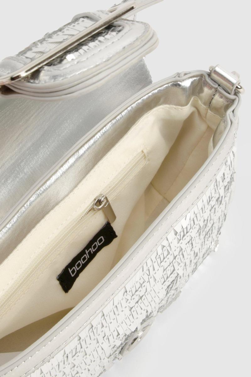 Блискуча сумка через плече з блискітками та пряжкою