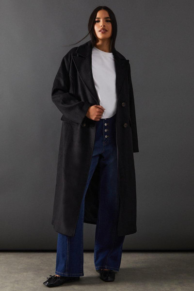 Подвійне грудне вовняне суміш максі пальто Подвійне грудне вовняне суміш максі пальто