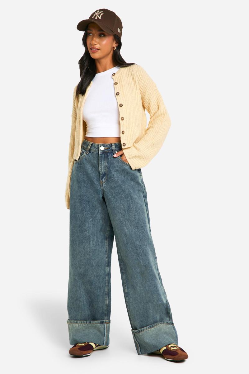 М'який в’язаний мікро кардиган з маленькою екіпаж