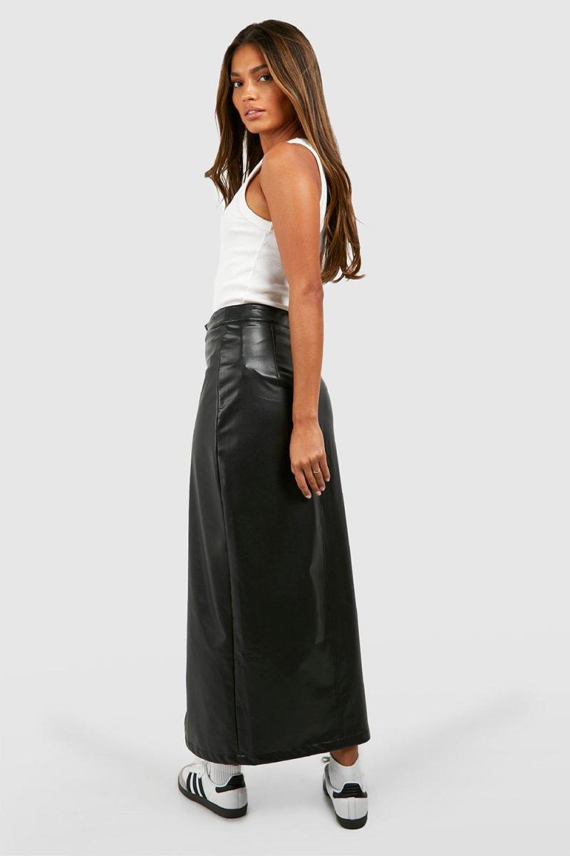 Шкіряна супереластична спідниця Midaxi