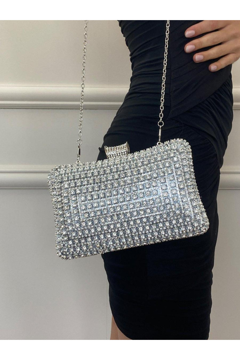 Срібний клатч Diamante