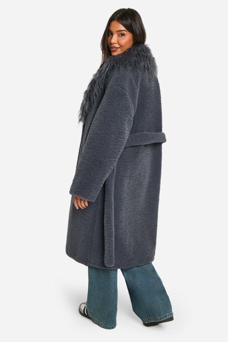 Пальто максі зі штучного хутра