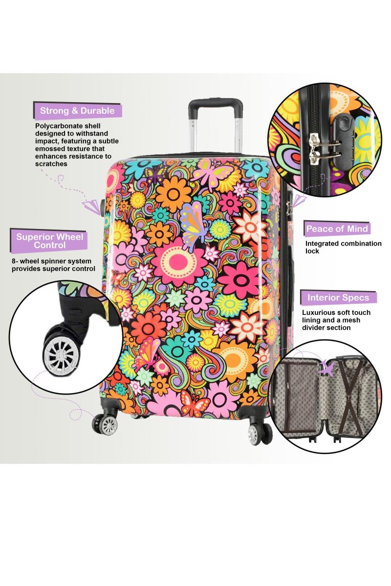 Подвійна валіза на 4 колеса з твердою оболонкою з принтом