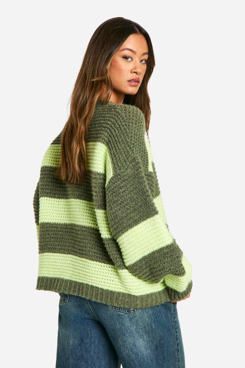 Високий трикотажний джемпер у смужку