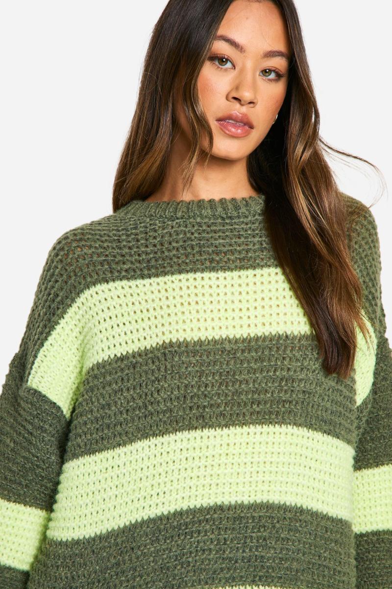 Високий трикотажний джемпер у смужку