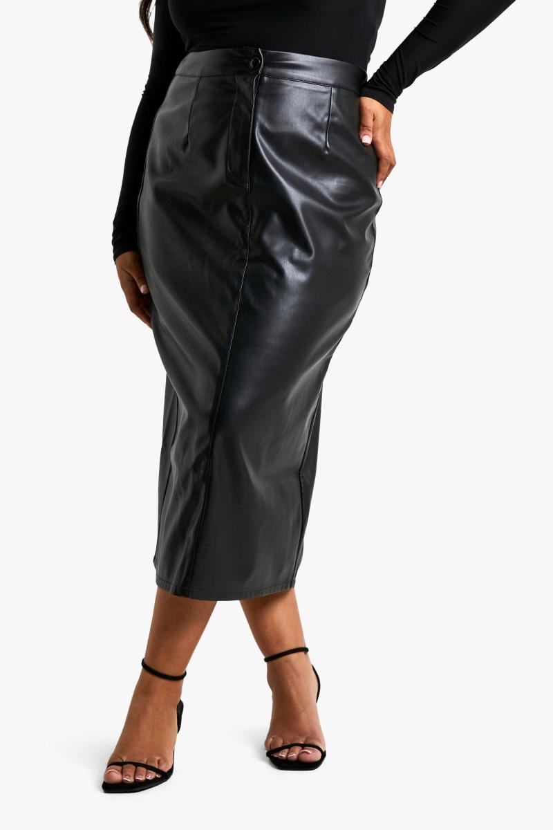 Плюс спідниця Pu Midaxi