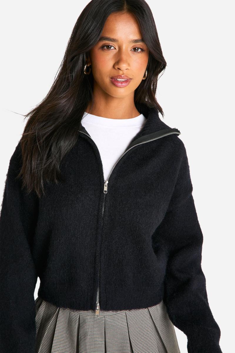 Маленький матовий в'язаний блискавка через кардиган