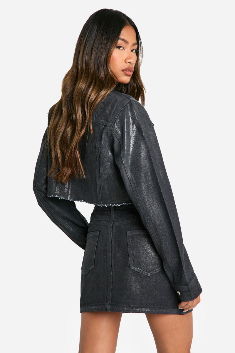 Джинсова міні-спідниця з покриттям