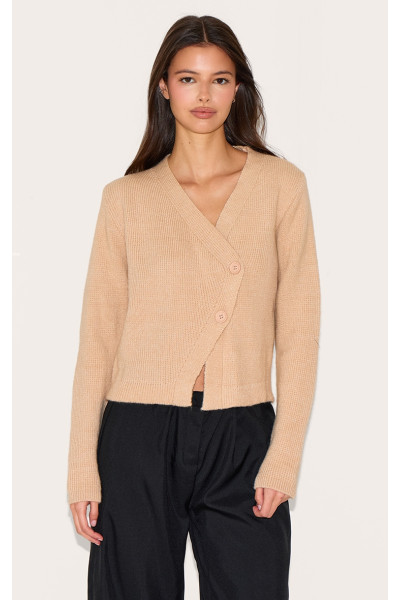 Вівсяна в’язана асиметрична кнопка вгору кардиган Вівсяна в’язана асиметрична кнопка вгору кардиган