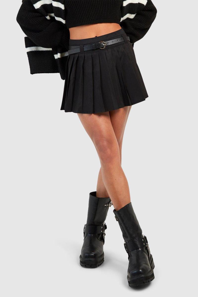Плісирована міні-спідниця з мініатюрним поясом