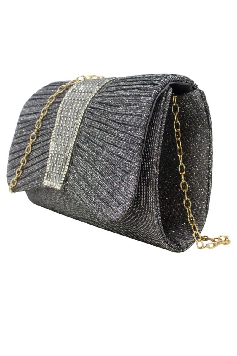 Блискучий клатч Diamante сірого кольору