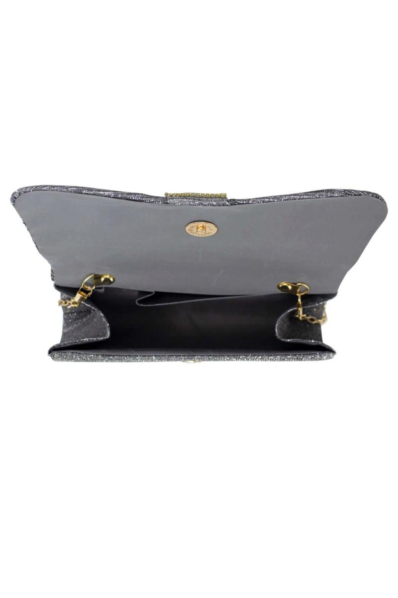 Блискучий клатч Diamante сірого кольору