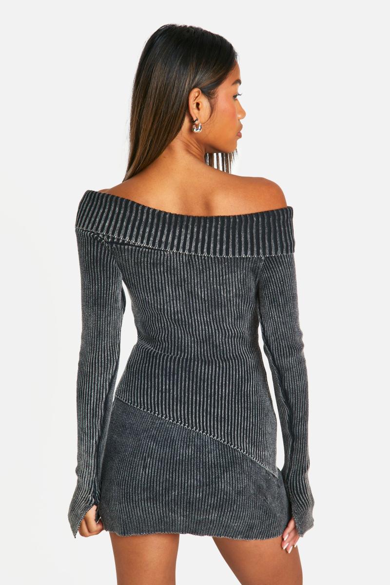 В'язана міні-спідниця в рубчик Acid Wash