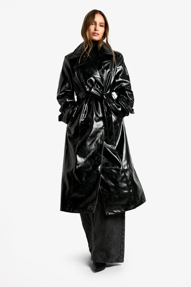 Вініловий тренч зі штучної шкіри