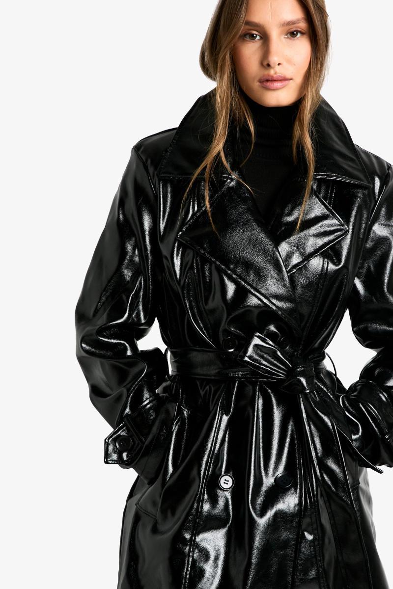Вініловий тренч зі штучної шкіри
