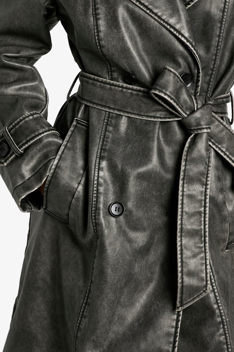 Тренч зі штучної шкіри у вінтажному стилі