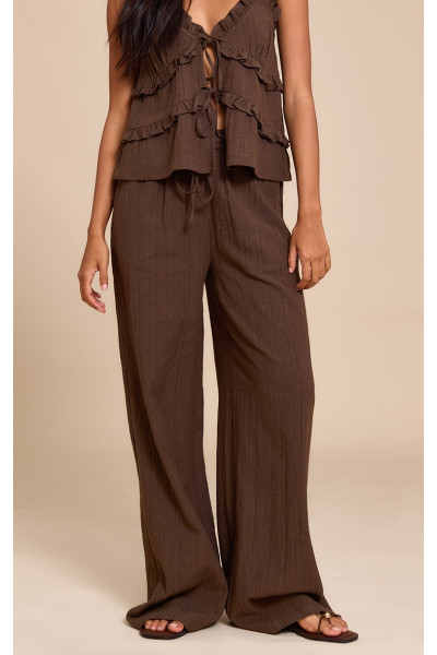 Коричневі текстуровані штани з широкими ногами Коричневі текстуровані штани з широкими ногами