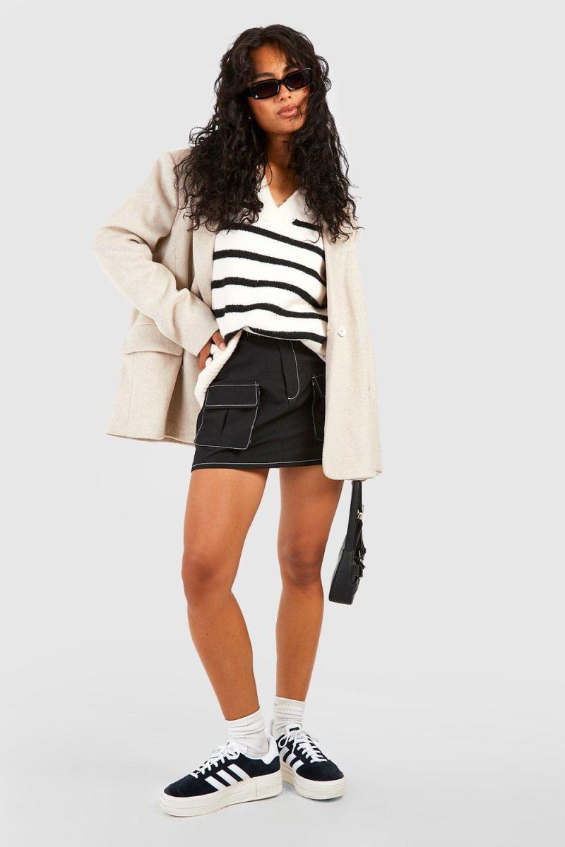 Джемпер з м'яким трикотажним коміром-поло в смужку