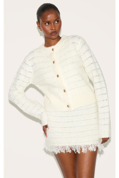 Кремова кнопка Bouce stont через кардиган Кремова кнопка Bouce stont через кардиган