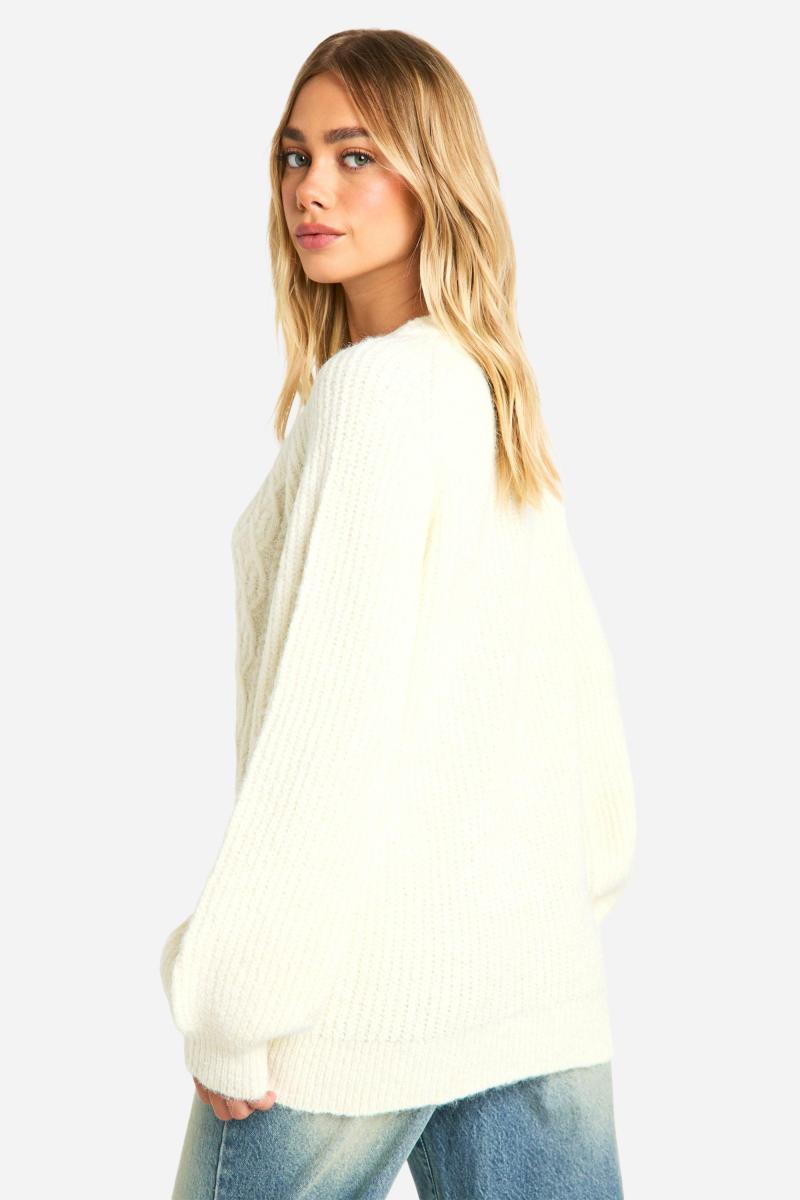 Величезний джемпер з круглим вирізом із в’язаної в’язки