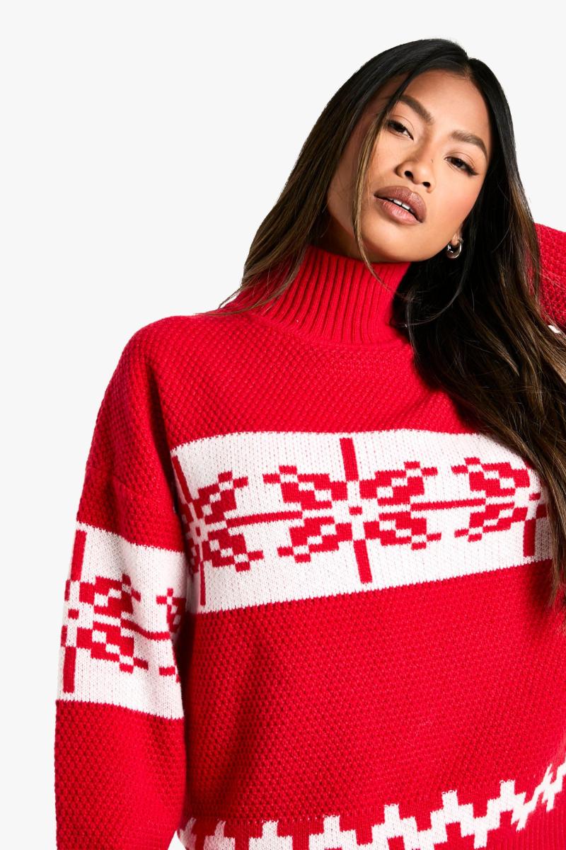 Величезний в'язаний різдвяний джемпер Fairisle High Neck