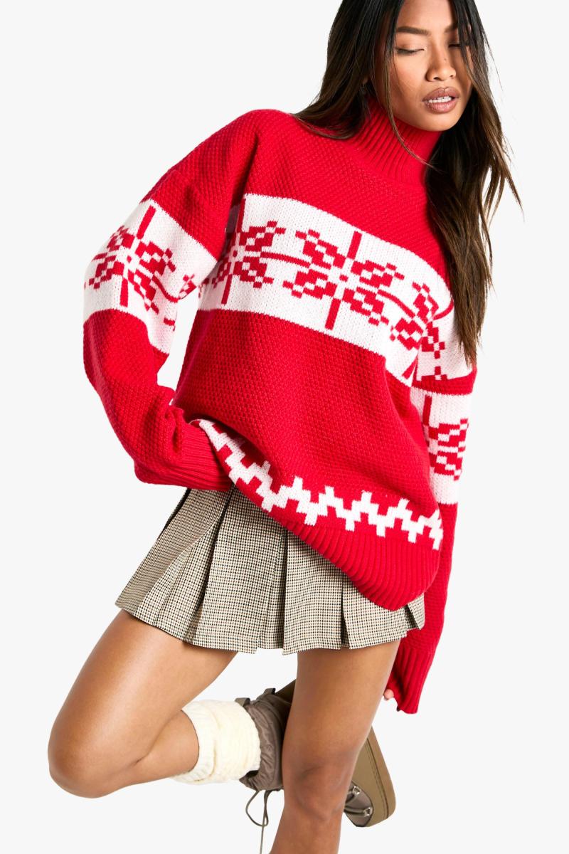 Величезний в'язаний різдвяний джемпер Fairisle High Neck