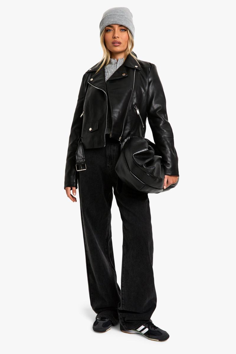 Байкерська куртка зі штучної шкіри