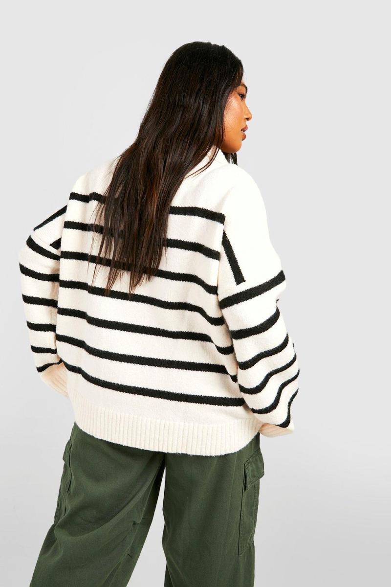 Плюс джемпер у смужку з м’яким вузлом