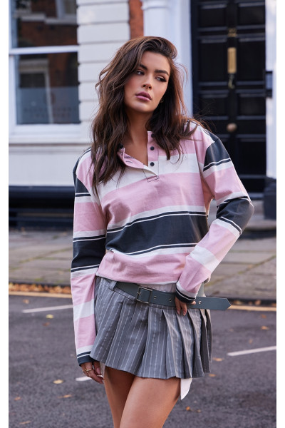 Міні-спідниця з плісированим поясом у сіру смужку Міні-спідниця з плісированим поясом у сіру смужку