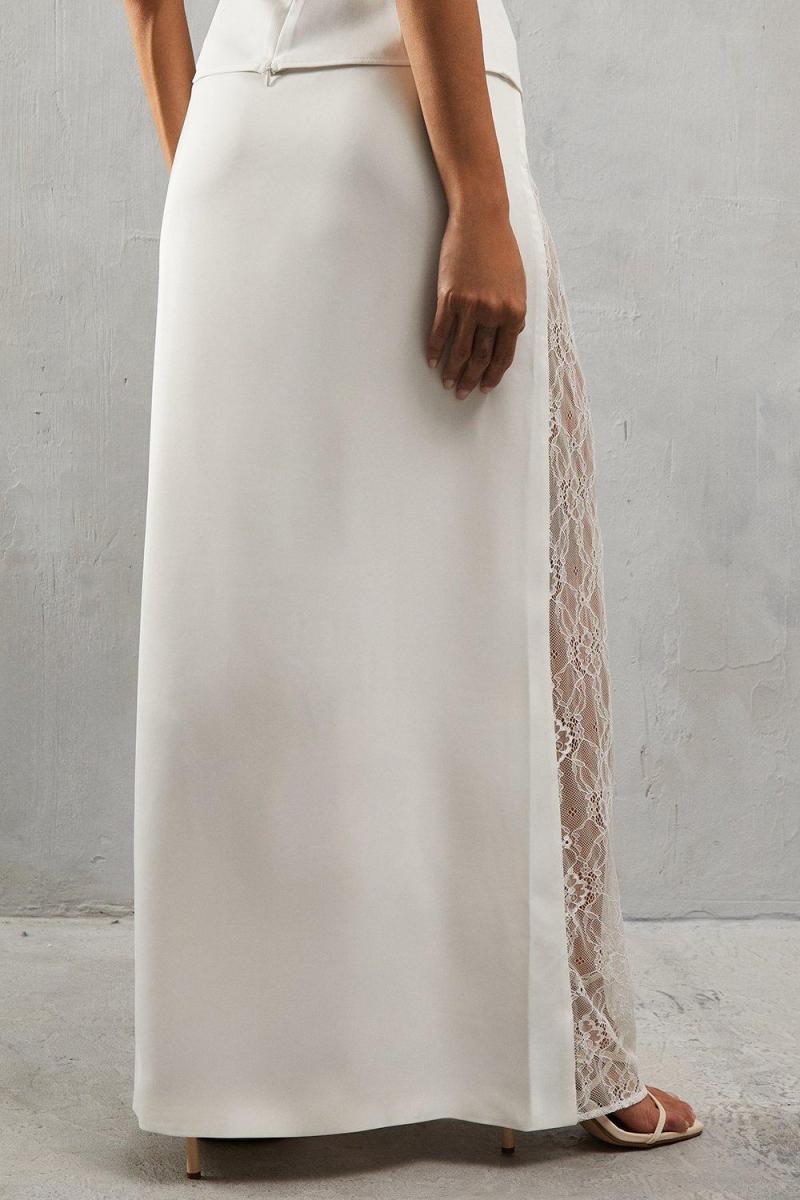 Мереживо вставити колону з високою талією максі спідниці