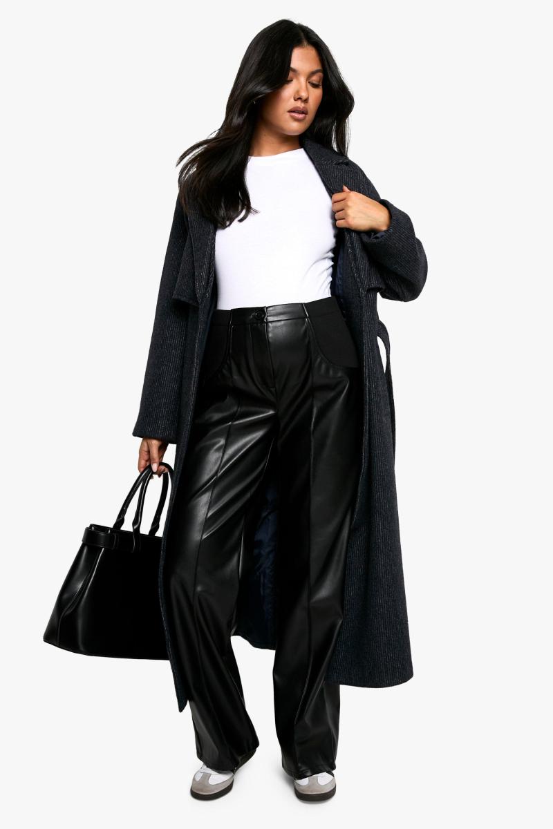 Брюки вузького крою для вагітних із деталями PU