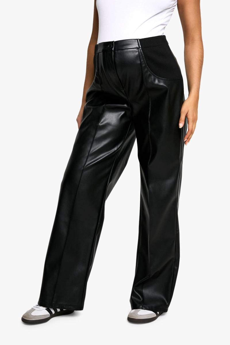 Брюки вузького крою для вагітних із деталями PU