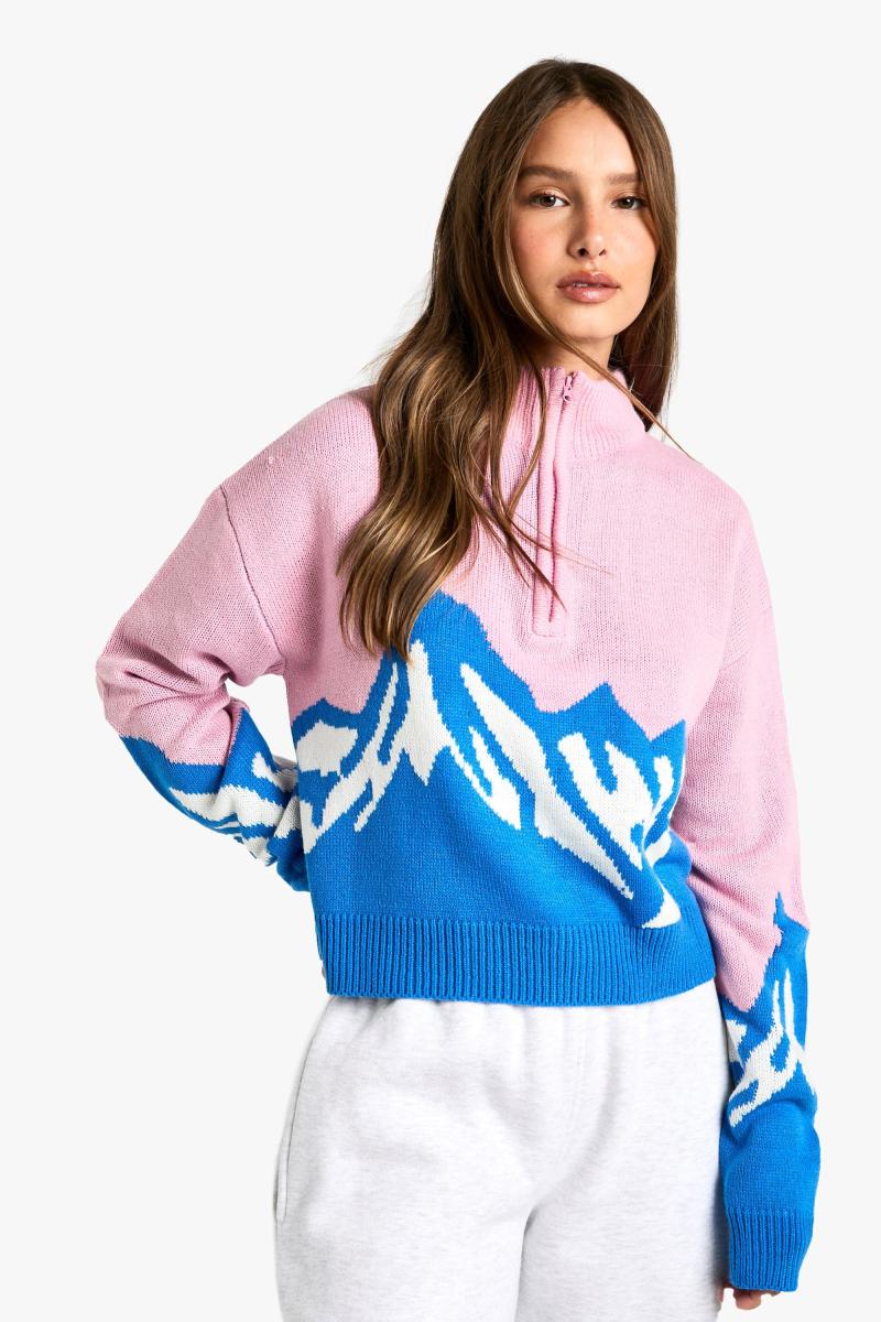 Лижний трикотажний джемпер на півзастібці