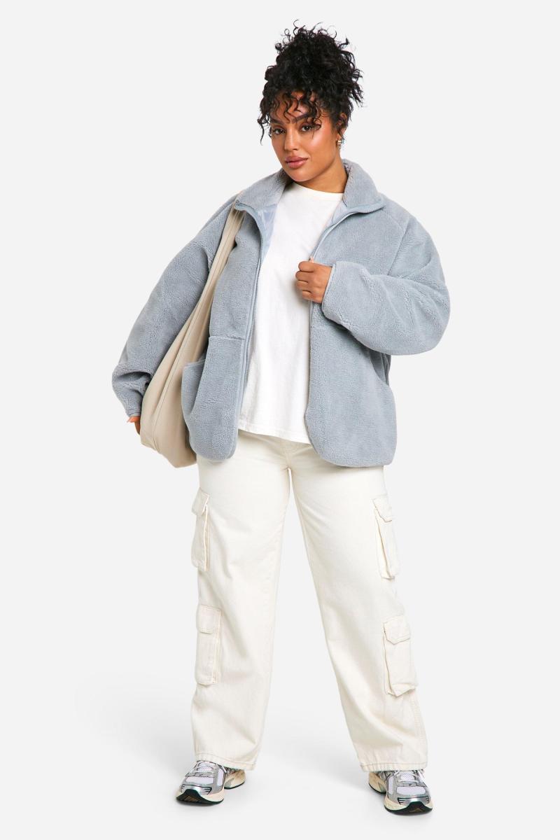 Плюс велика куртка Teddy на блискавці